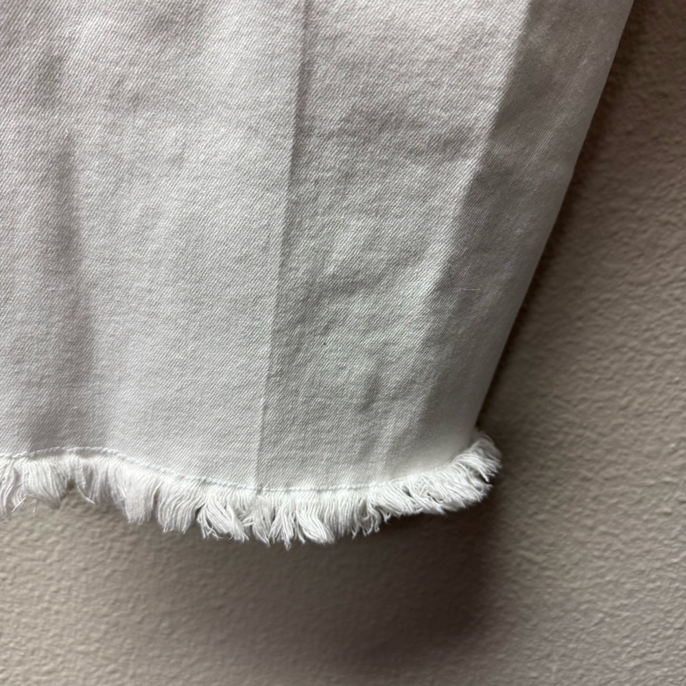 Catherines Denim 22W Hi-Rise White Jeans Raw Hem Crop Stretch Summer Casual - Picture 4 of 8